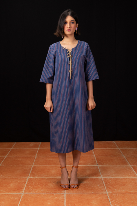 Bhaane indigostripes positano midi dress