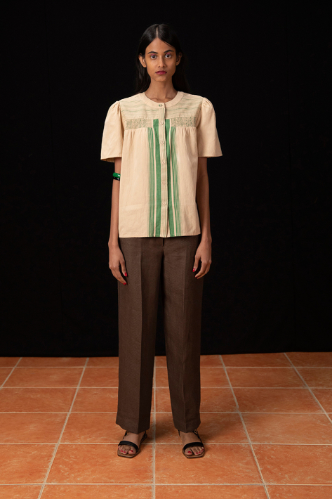 madras button down top