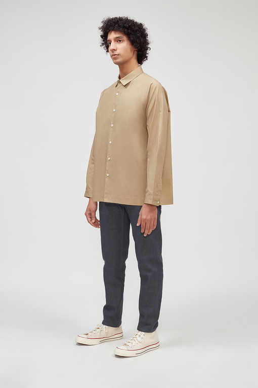 Bhaane Man Beige Full Sleeve Button Down Shirt