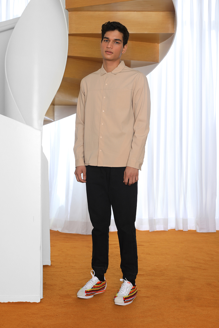 Bhaane beige sharp shirt