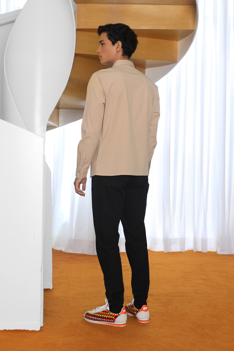 Bhaane beige sharp shirt