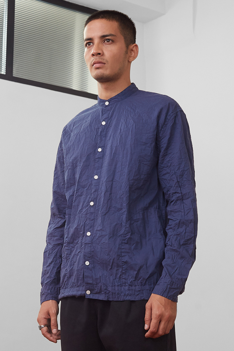 Bhaane cobaltblue bomber shirt