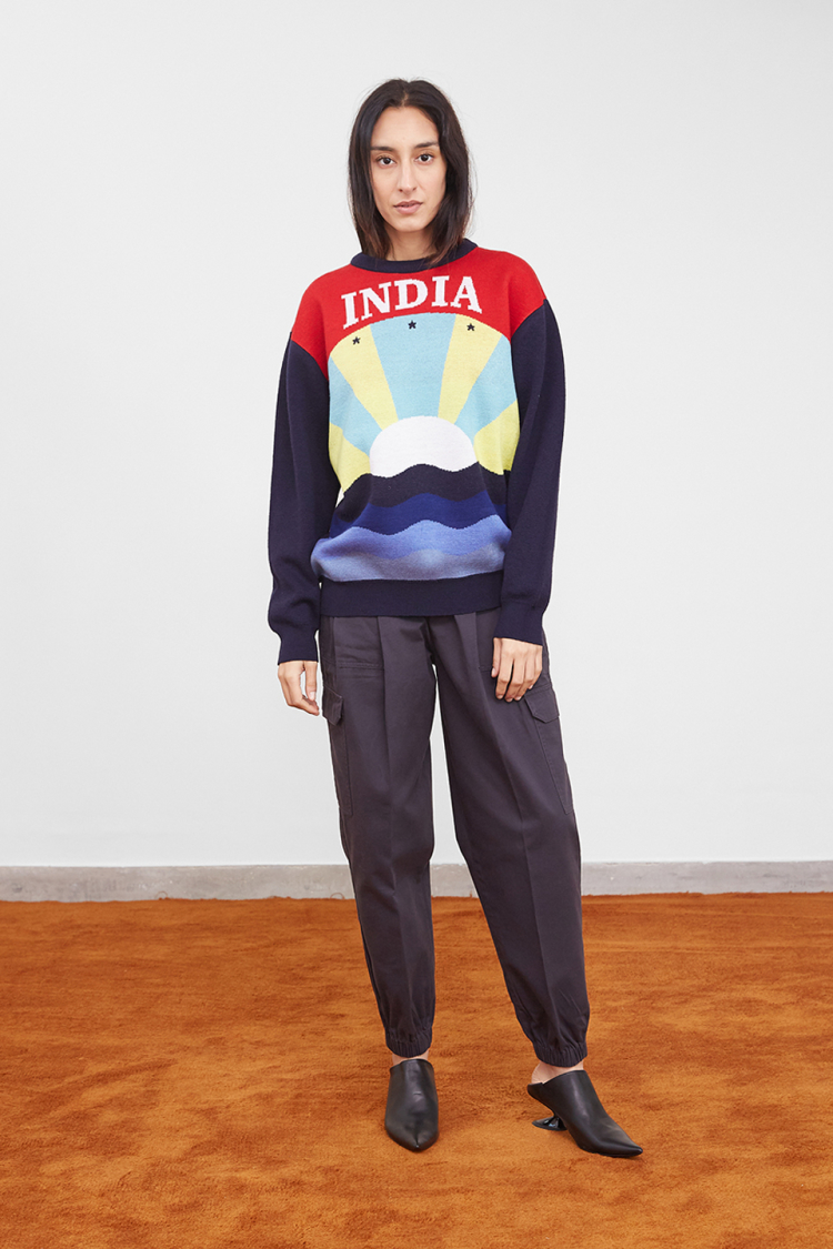 Bhaane navyxred sunrise sweater