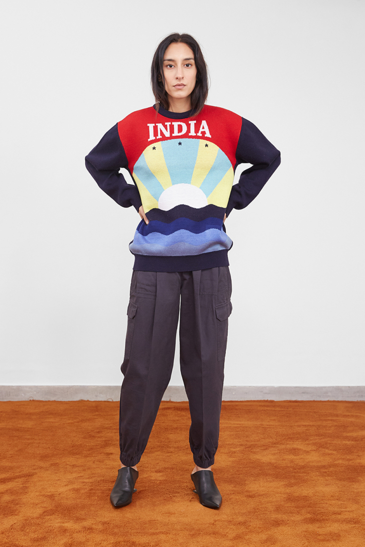 Bhaane navyxred sunrise sweater