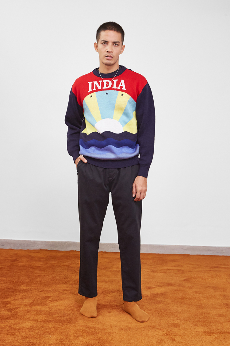 Bhaane navyxred sunrise sweater