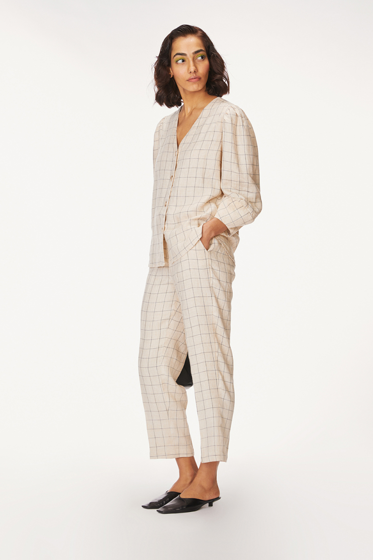 Bhaane bonecheck hamptons button down top