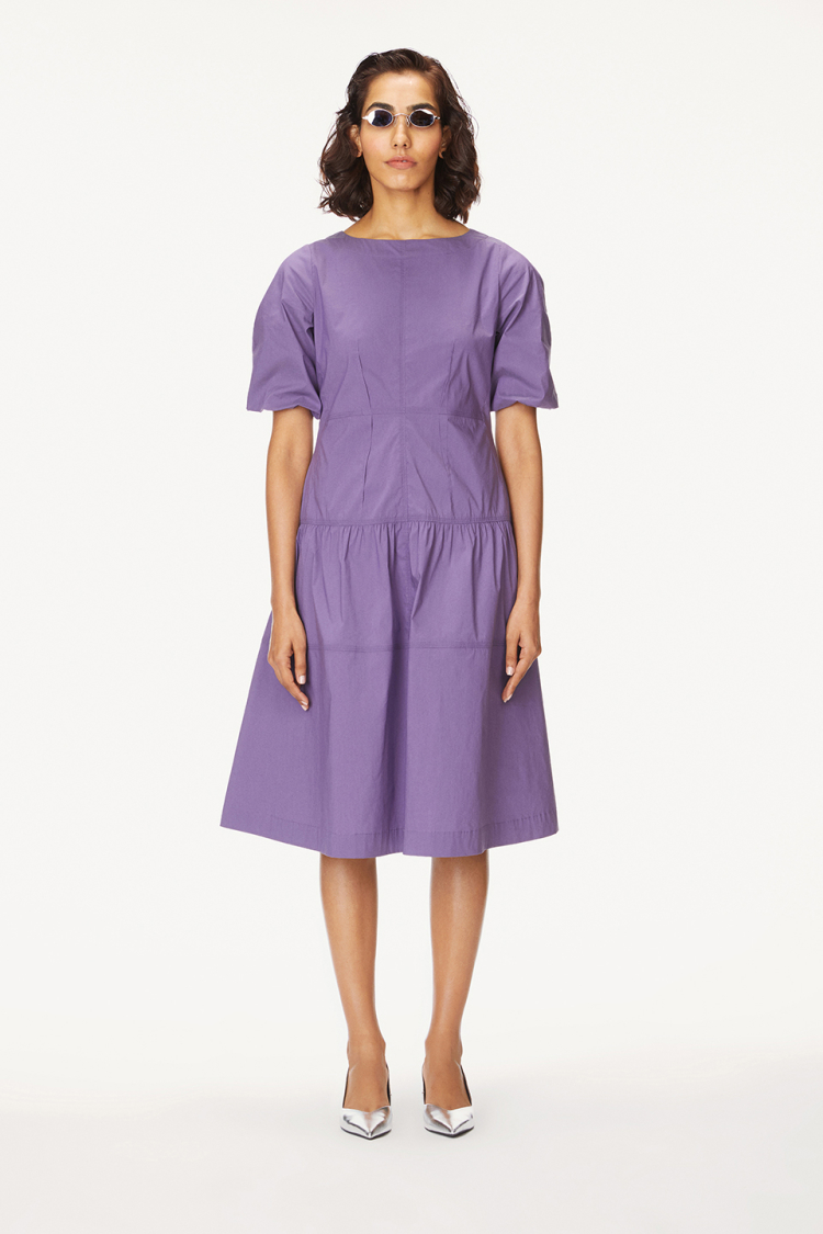 Bhaane violet madras midi dress
