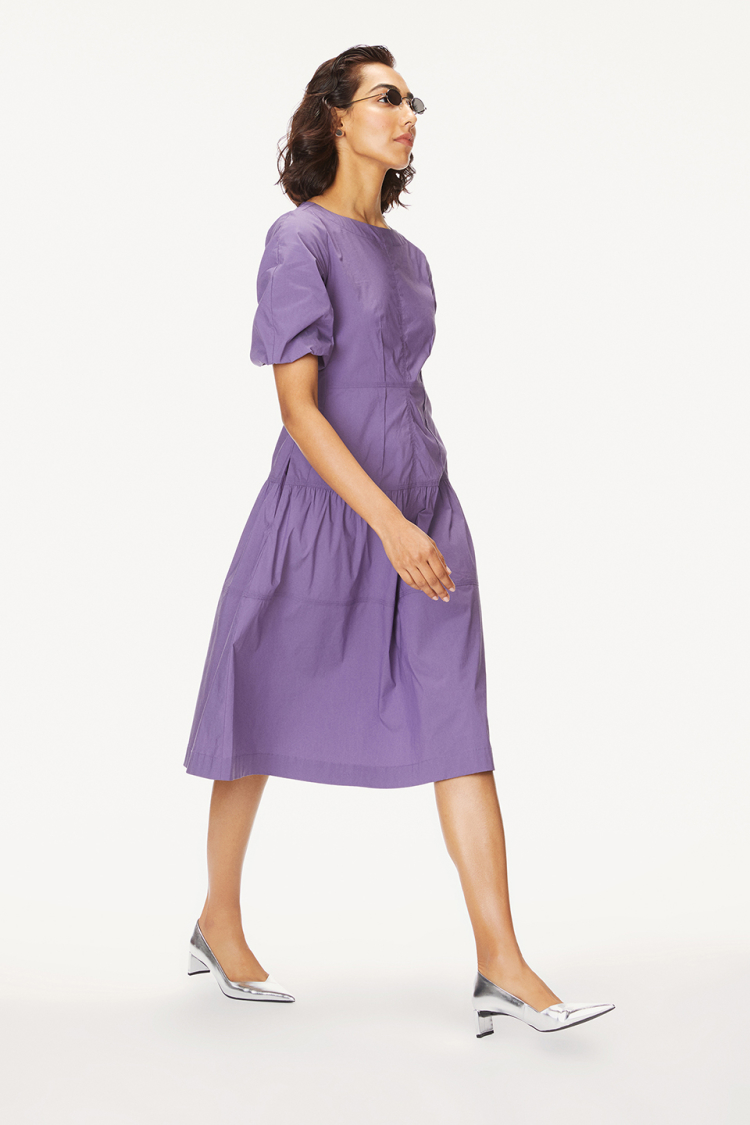 Bhaane violet madras midi dress