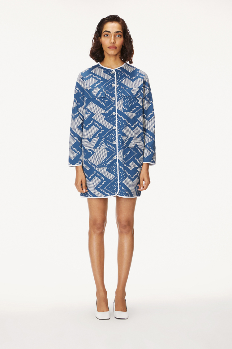 Bhaane navyprint button down shift dress