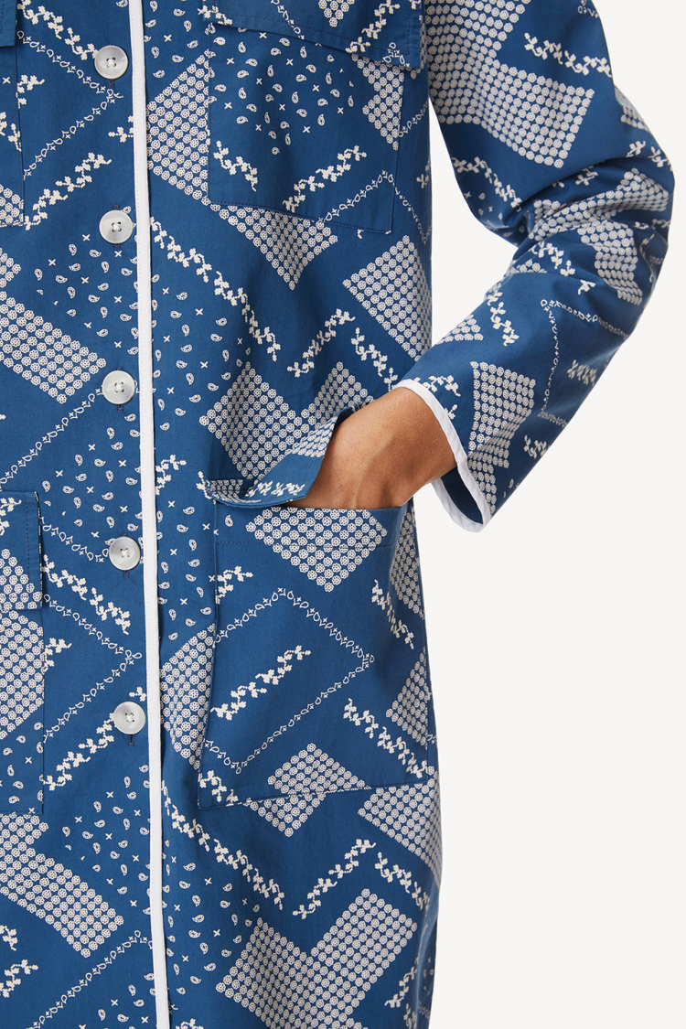 Bhaane navyprint button down shift dress