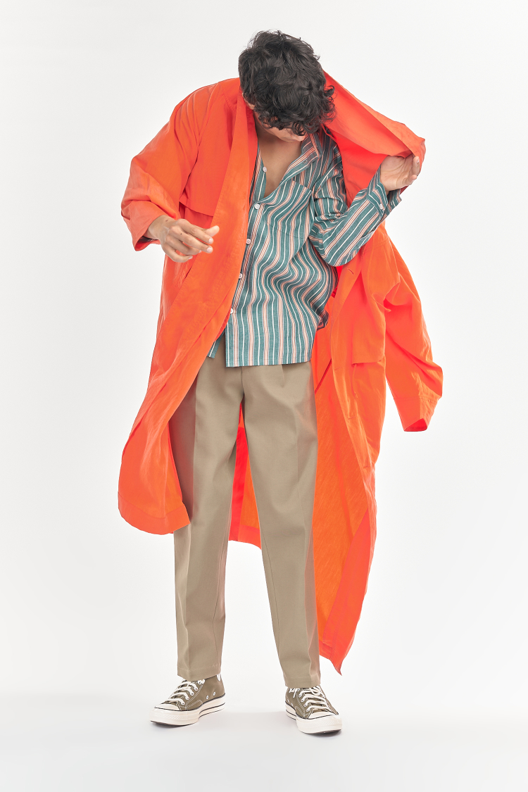 Bhaane coral trench coat